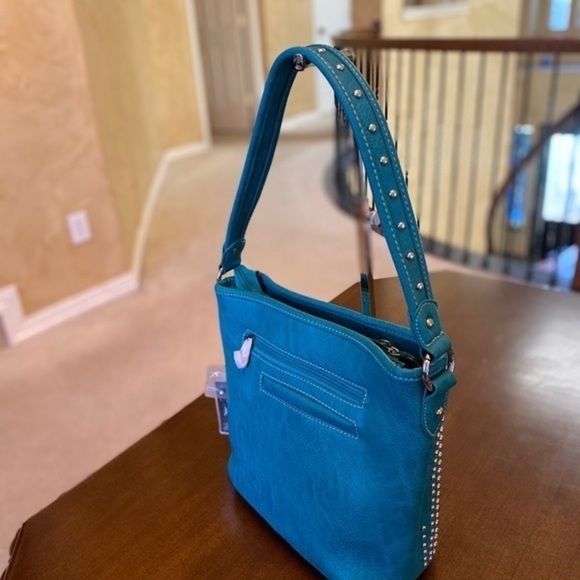 Montana west studded hobo tote bag turquoise - Picture 5 of 8